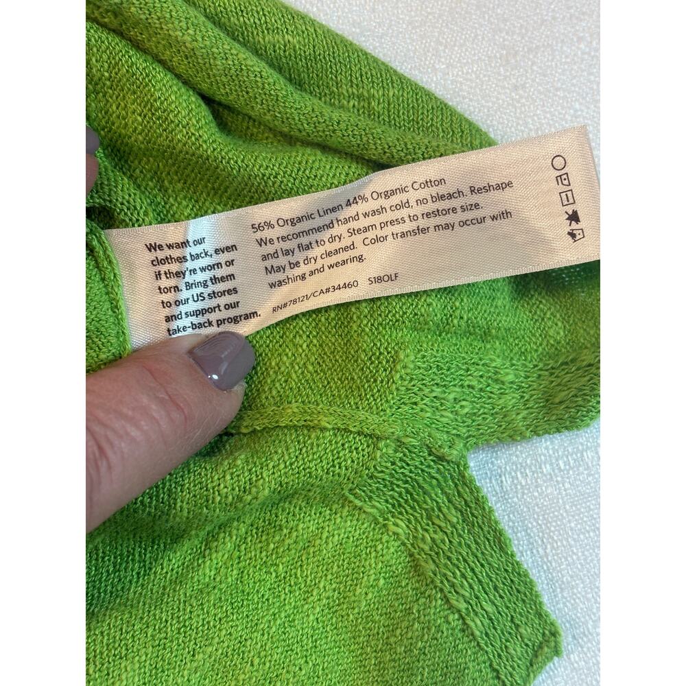 Eileen Fisher Women's Lime Green Linen/Cotton Slub Vneck Sweater Size XL - Picture 10 of 10